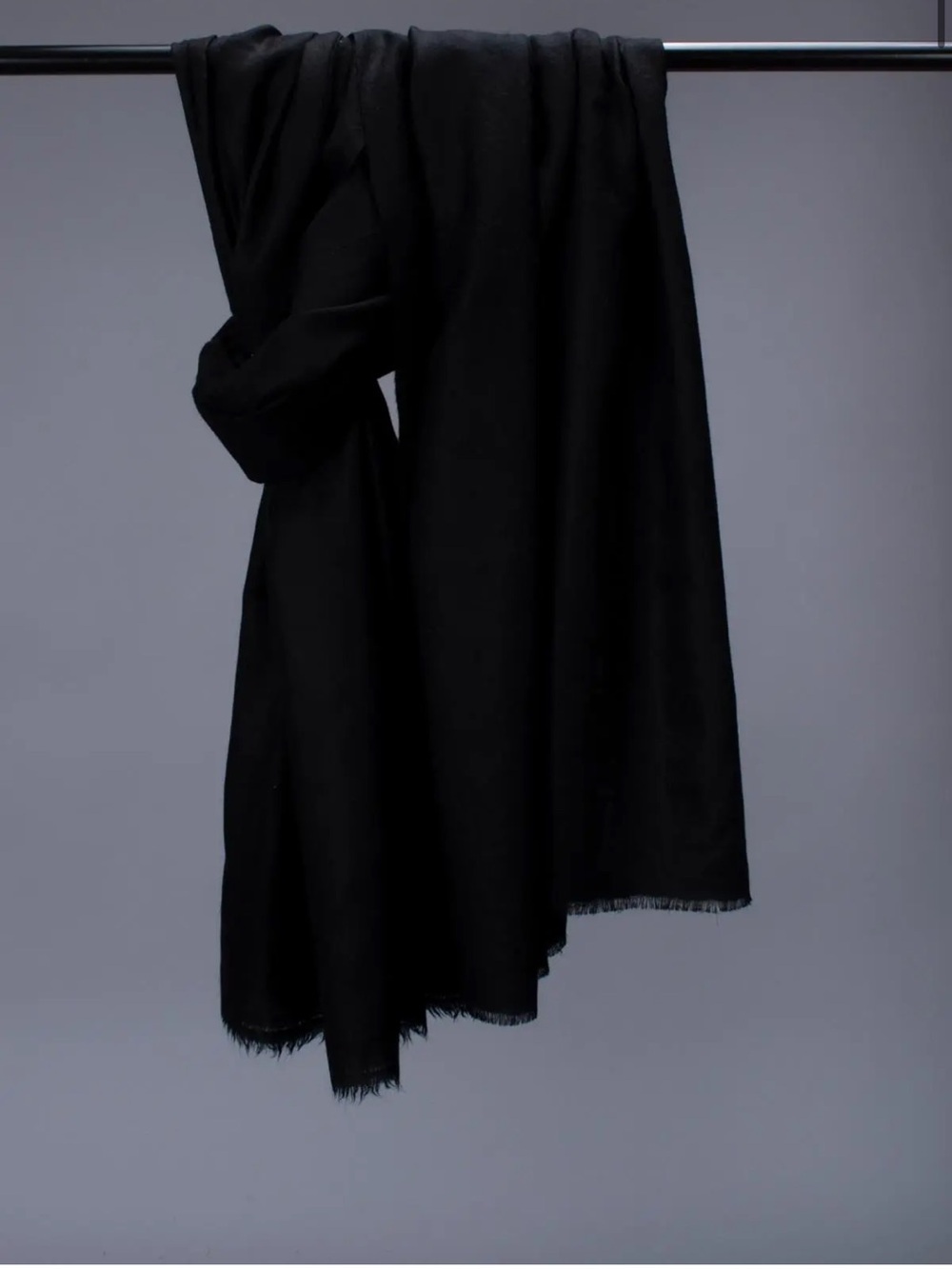 NWT Authentic Black Pashmina / Cashmere Scarf with eyelash Fringe 27”x275”